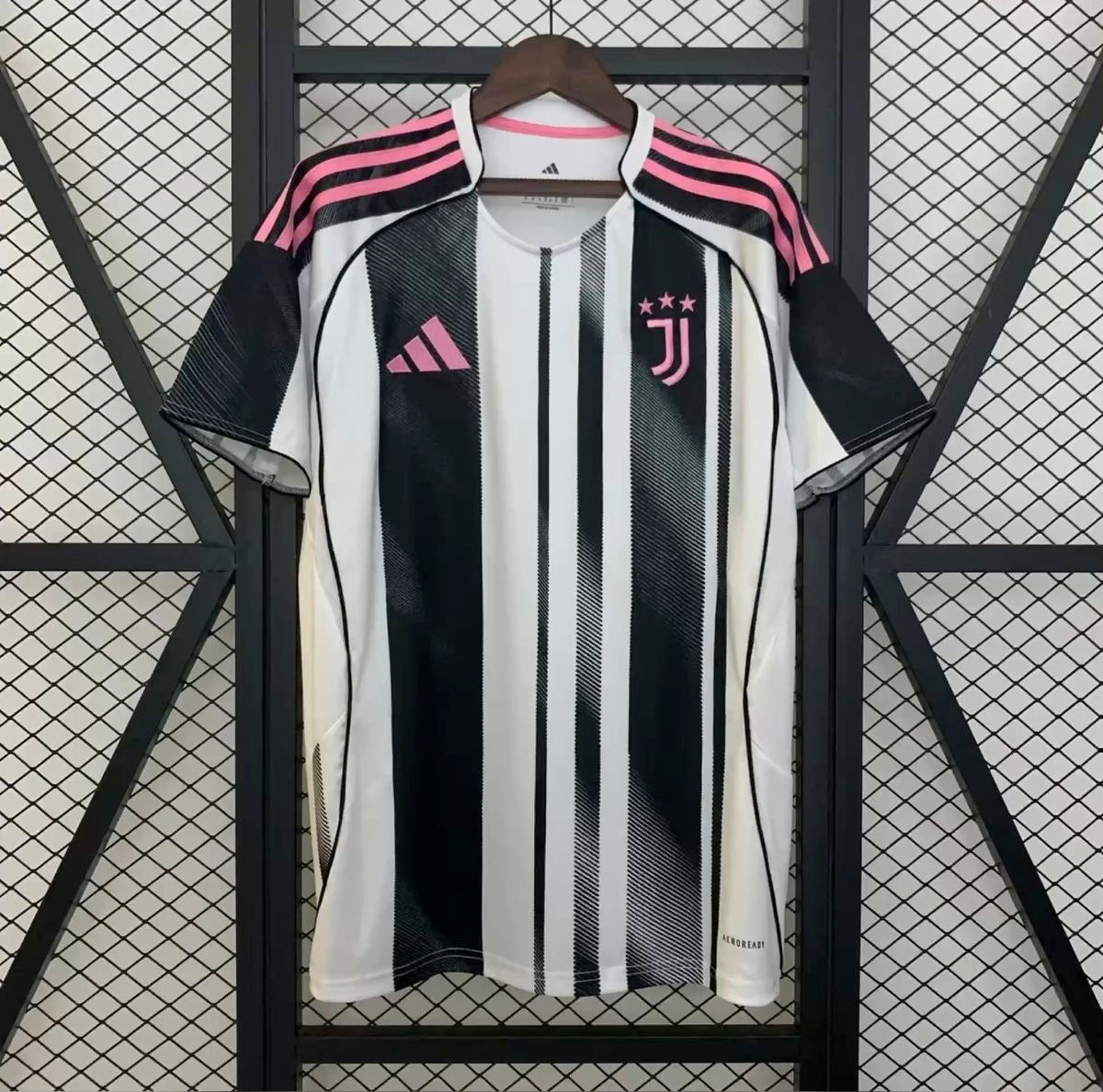 Juventus Home Jersey – Black & White Pink Accent Edition-Player Version